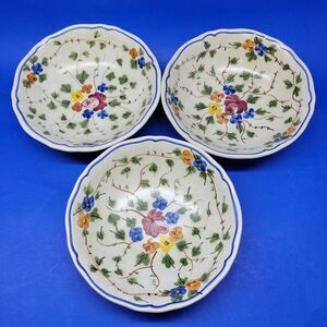 Limoges Longchamp Nemours Set Of 3 Vintage  6 1/4" Coupe Cereal Bowls VGC  70's
